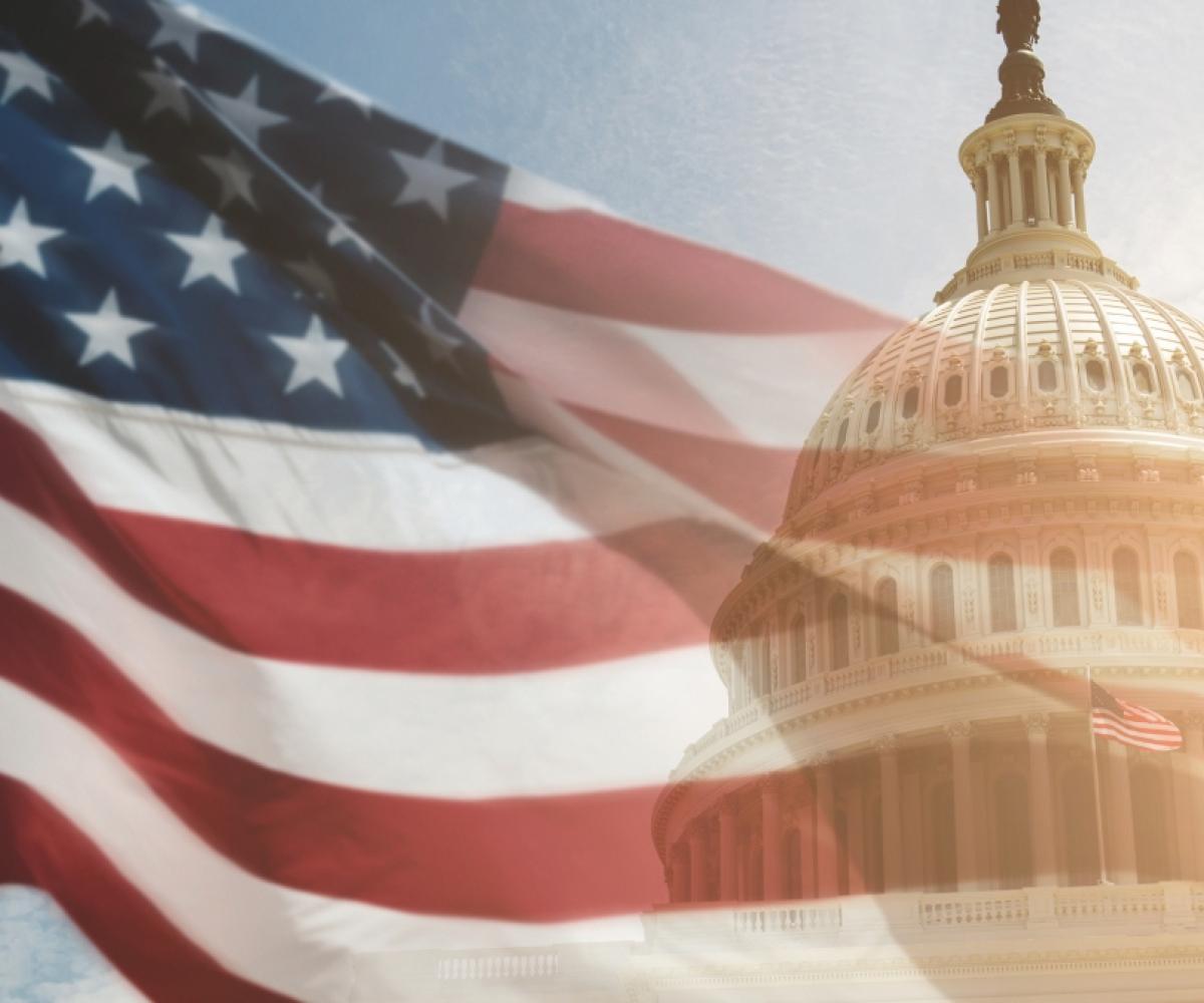United States Flag Flown Over Capitol