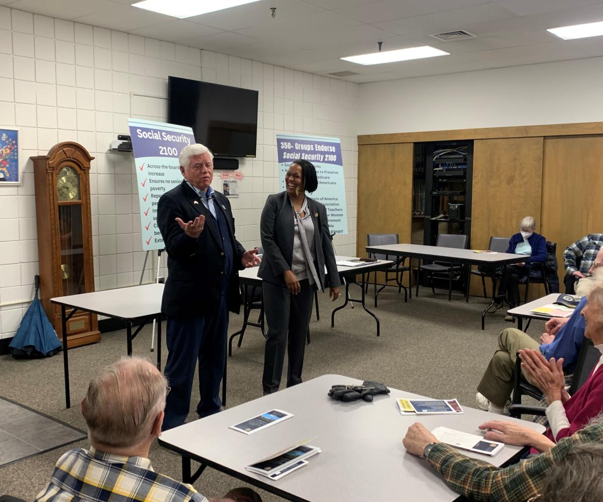 Reps. Larson and Hayes at the Sullivan Senior Center in Torrington