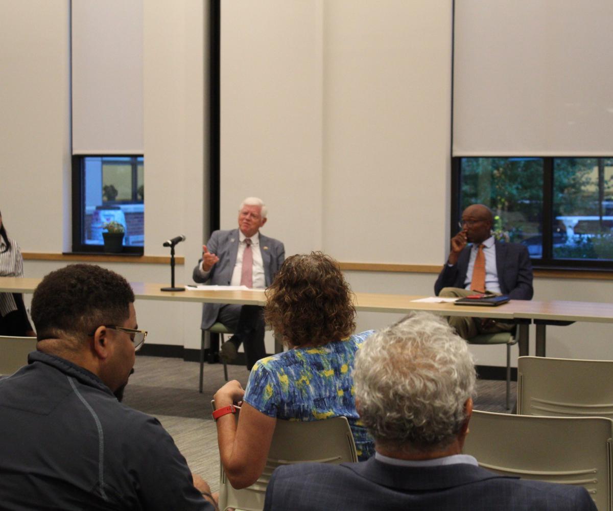 Bloomfield Mayor Danielle Wong, Rep. Larson and Access Health CT CEO James Michel 