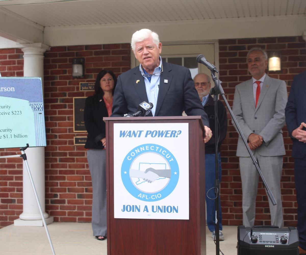 Rep. Larson speaking at the Connecticut AFL-CIO Headquarters in Rocky Hill