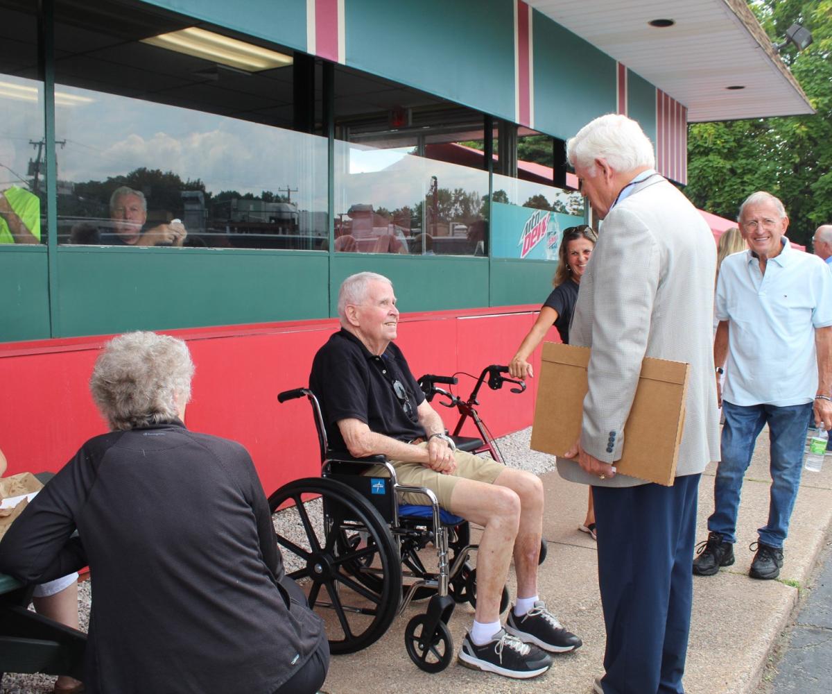 Rep. Larson talks to a constituent