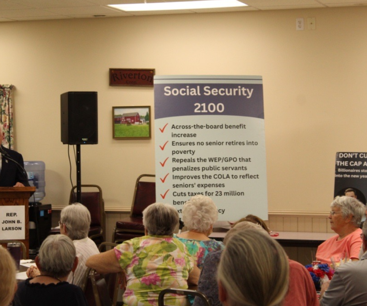 Rep. John Larson speaking to seniors at Barkhamsted Senior Center