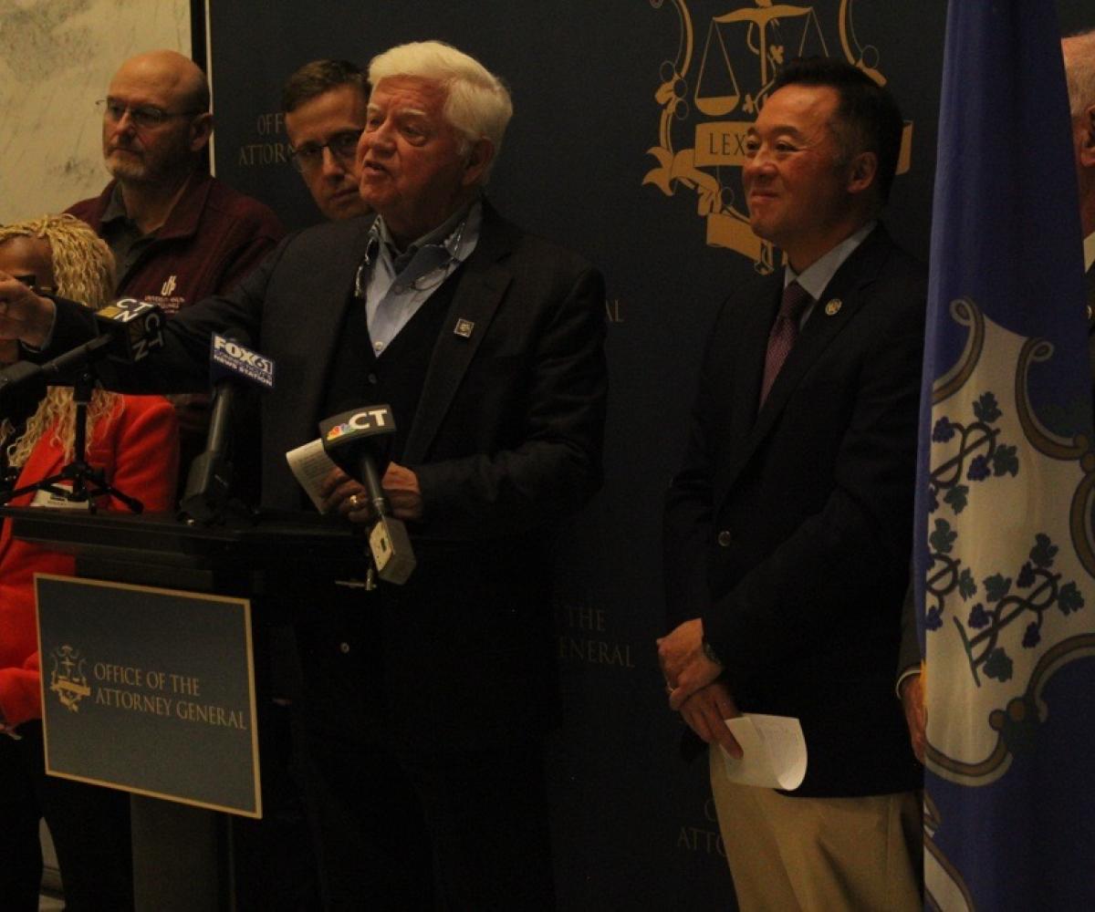 Rep. Larson joins Attorney General Tong to announce a lawsuit against the Trump Administration