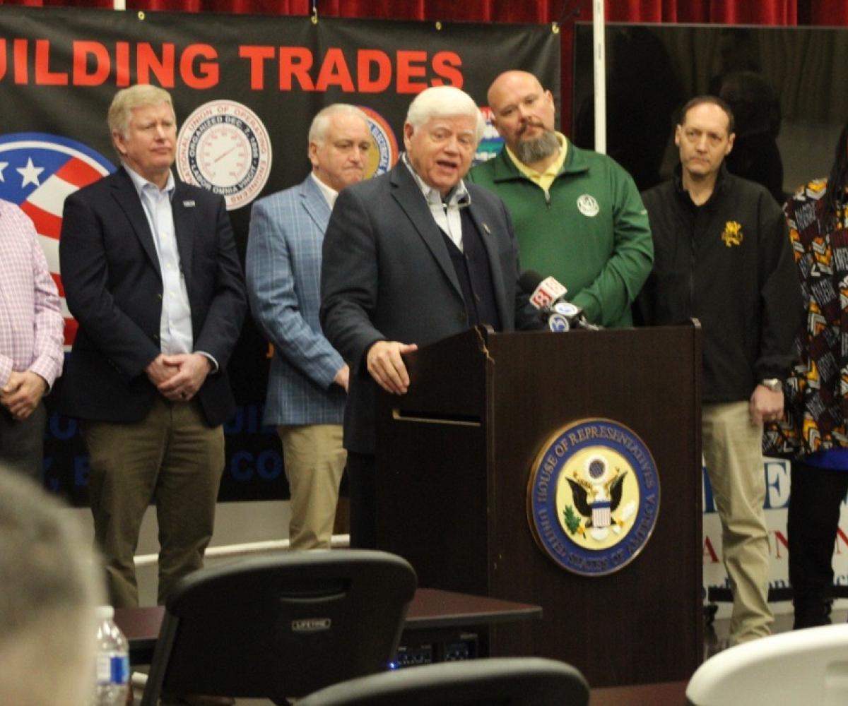Rep. Larson with members of the Connecticut State Building Trades at the IBEW Local 35 in Hartford