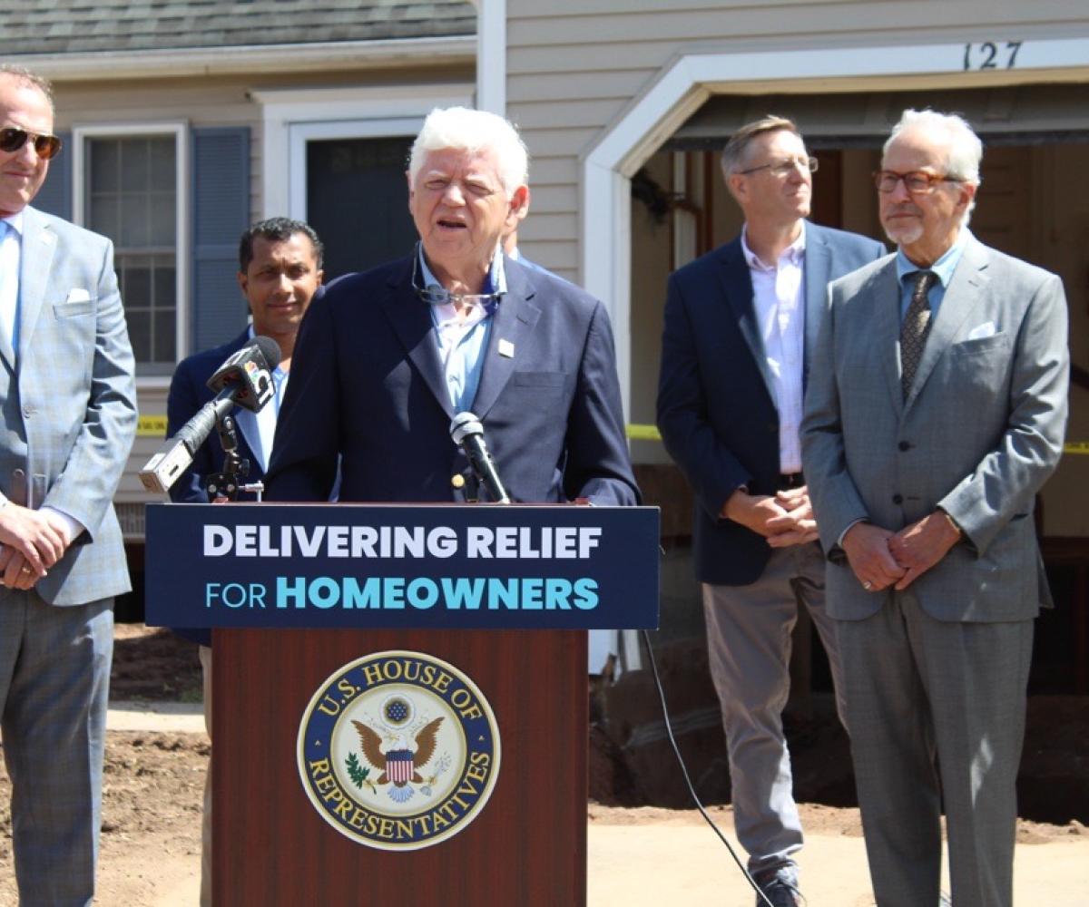 Rep. Larson visits the first foundation fixed with federal funds in Manchester