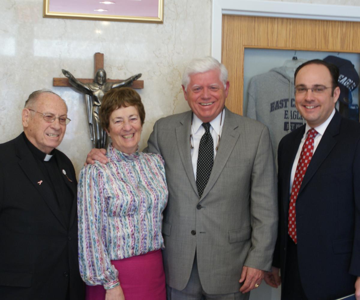 Rep. Larson joins Father Nock, Sister Evans, and Principal Hartling at East Catholic