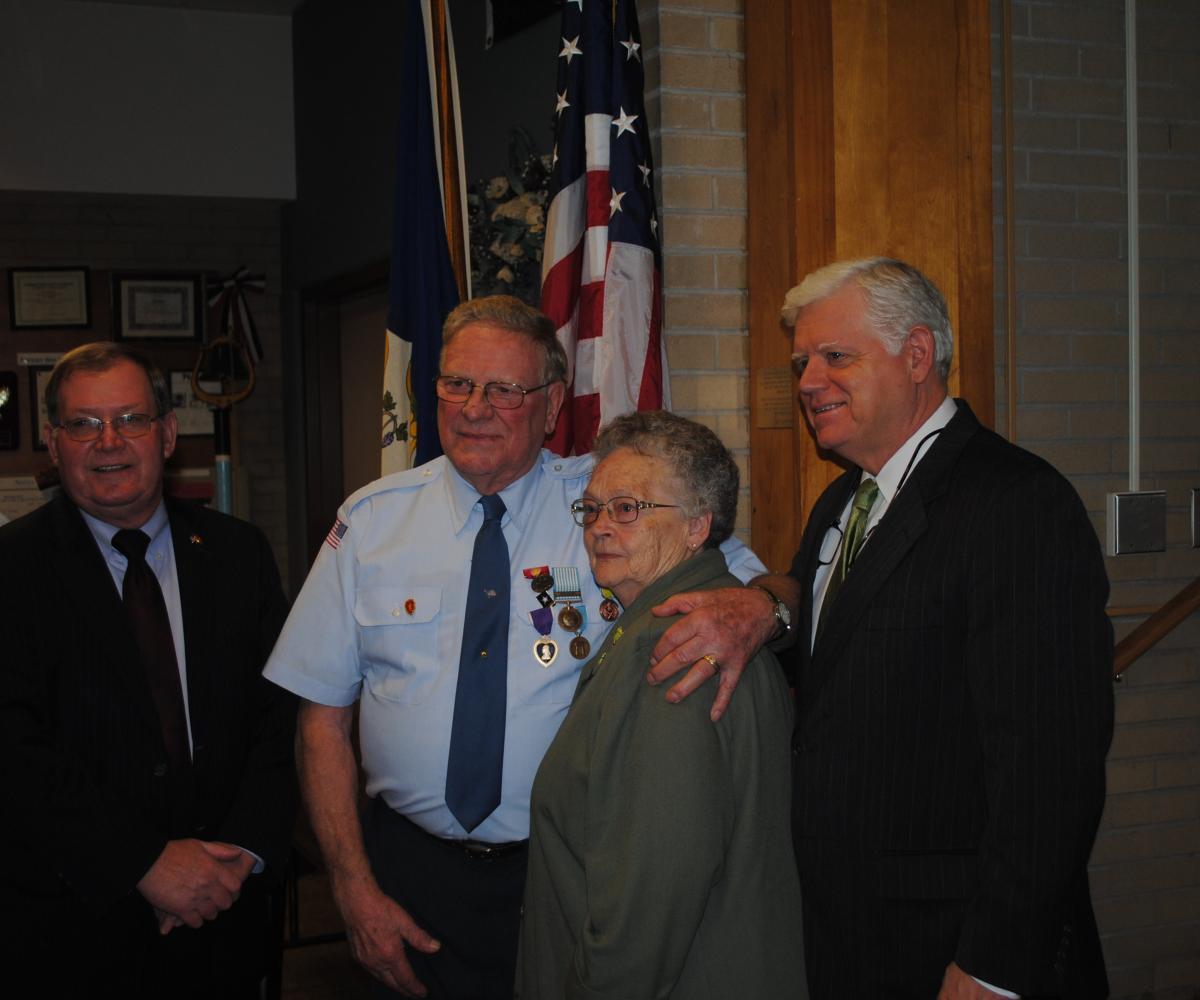 Larson with Mayor Art Ward, Omer Deabay and his wife Pauline