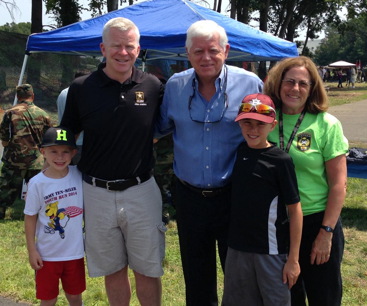 Rep. Larson joins Commissioner Connolly and his sons in East Granby.