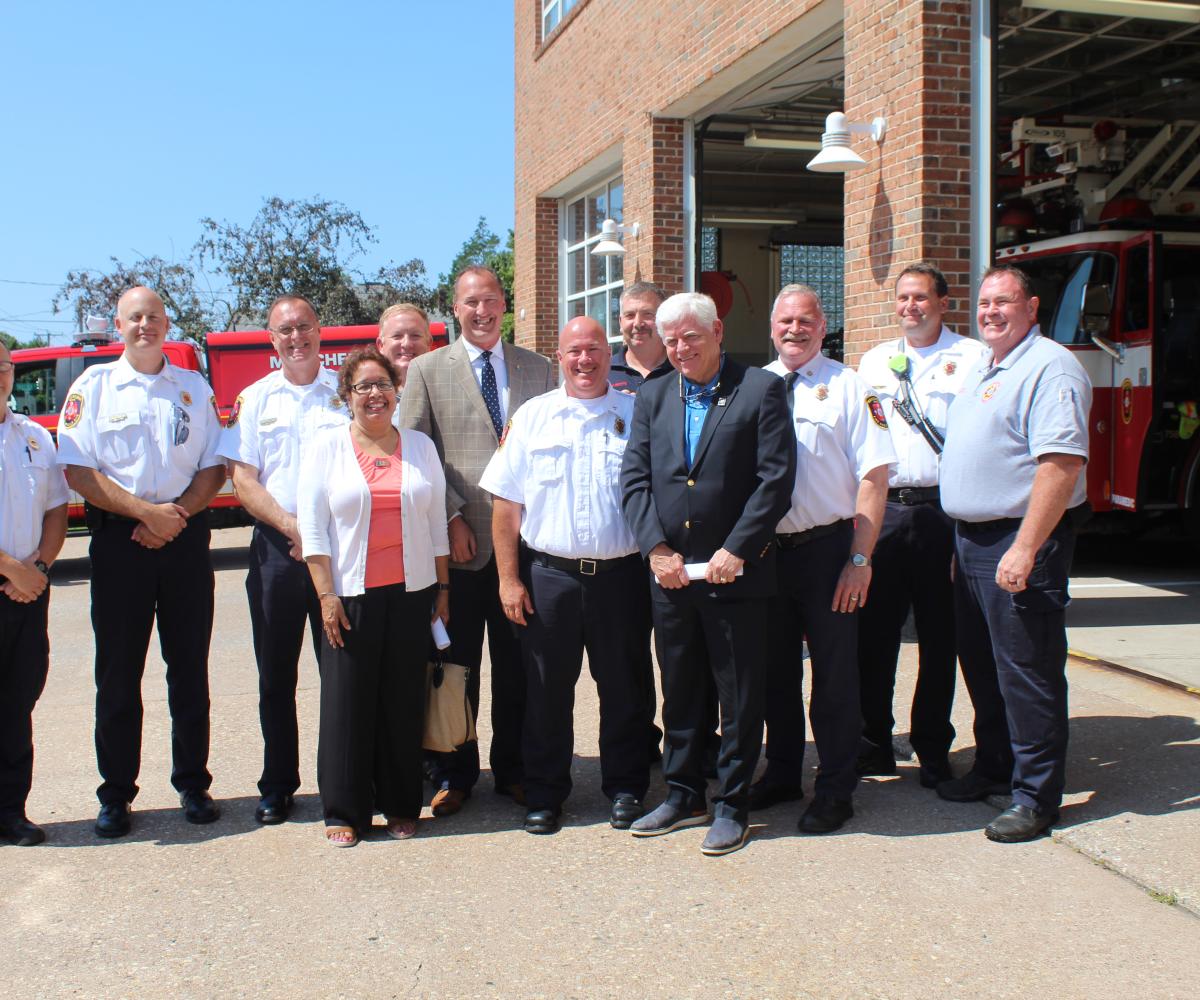 Congressman Larson with Firemen