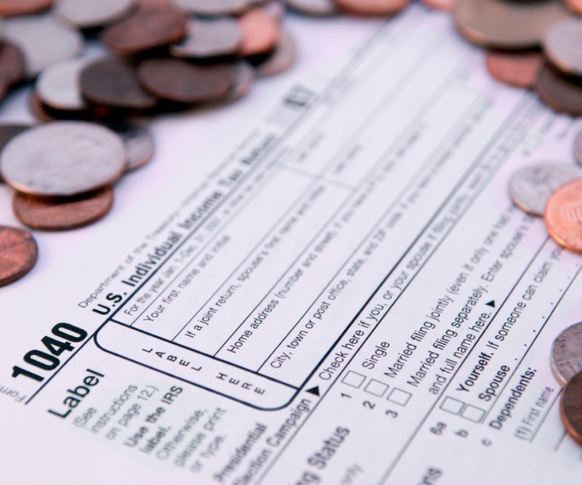 tax form and coins