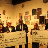 Manchester Mayor Jay Moran, CT State Manchester CEO Dr. Nicole C. Esposito, Rep. Larson, HartBeat Ensemble Artistic Director Godfrey L. Simmons Jr., Community Partners in Action Executive Director Beth Hines and Prison Arts Program Manager Jeffrey Greene