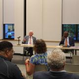 Bloomfield Mayor Danielle Wong, Rep. Larson and Access Health CT CEO James Michel 