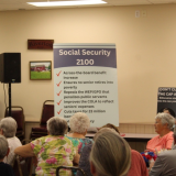 Rep. John Larson speaking to seniors at Barkhamsted Senior Center