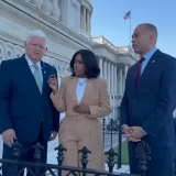 Reps. Larson, Crockett, and Jeffries on the Capitol Steps