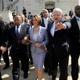 Rep. Larson walks with Speaker Pelosi and their colleagues during the passage of the Affordable Care Act in 2010.