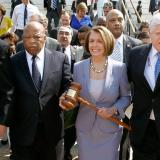 Rep. Larson walks with Speaker Pelosi and their colleagues during the passage of the Affordable Care Act in 2010.