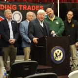 Rep. Larson with members of the Connecticut State Building Trades at the IBEW Local 35 in Hartford