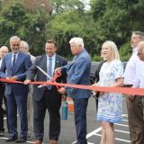 State Senator Saud Anwar, East Windsor First Selectman Jason Bowsza, Rep. Larson, Connecticut Trolley Museum Executive Director Gina Marie Alimberti, State Rep. Carol Hall, Connecticut Trolley Museum Board of Directors President Andrew Borst