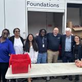 Rep. Larson with Connecticut Foodshare President & CEO Jason Jakubowski, staff, and volunteers at Hockanum Park in East Hartford