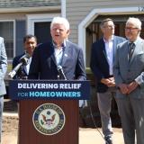 Rep. Larson visits the first foundation fixed with federal funds in Manchester