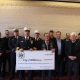 Middletown Fire Chief David Albert, Mayor Gene Nocera, State Senator Matt Lesser, and Rep. Larson with the Middletown Fire Department