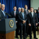 Rep. Larson joined his colleagues at the White House in 2012 when President Obama signed their STOCK Act into law (Official White House photo by Pete Souza)