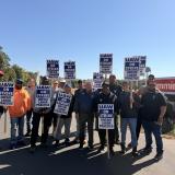 Rep. Larson with striking UAW Local 379 workers outside Cummins – Jacobs Vehicle Systems in Bloomfield