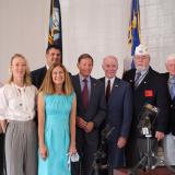 U.S. Marine Corps Veteran Paul Barry, State Representative Kerry Wood, Lt. Governor Susan Bysiewicz, State Representative Gary Turco, Senator Richard Blumenthal, Rep. Joe Courtney, American Legion Connecticut Department Service Officer K. Robert Lewis, Rep. Larson, and Hartford Mayor Luke Bronin