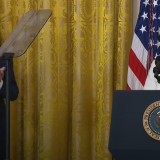 Connecticut Alliance for Retired Americans President Bette Marafino, of West Hartford, introduces President Joe Biden at the White House 