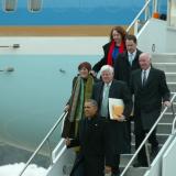 The Connecticut Congressional Delegation exits Air Force One with President Obama
