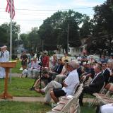 Rep. Larson speaks with veterans at a Purple Hearts Homes event