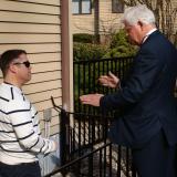 Rep. Larson and Dr. Anwar inspect a homeowner’s foundation in South Windsor.