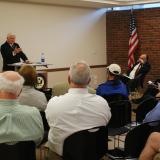 Larson answers a question from a constituent on the two-state solution.