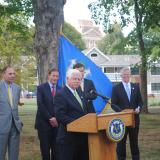 Rep. Larson speaks at a press conference on ending veteran homelessness in CT