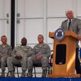 Larson Speaking at C-130H Roll-Out Ceremony