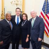 James Tillman, Gov. Malloy, Speaker Pelosi, and Rep. Larson attend the State of the Union address