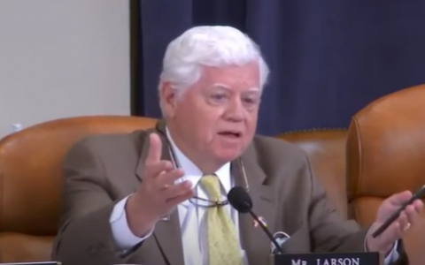 Rep. Larson speaking at the hearing. 