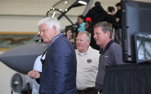Rep. Larson views the F35 mock-up