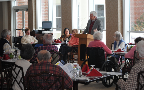 Rep. Larson speaks at a Social Security forum in Bloomfield
