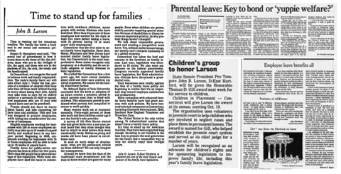 Rep. Larson writes OpEd in favor of family and medical leave.