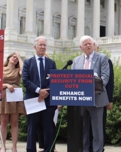 Rep. Larson with Rep. Richard Neal and Social Security advocates