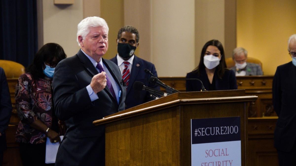Rep. Larson at the introduction of Social Security 2100: A Sacred Trust