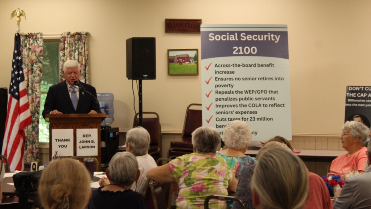 Rep. John Larson speaking to seniors at Barkhamsted Senior Center