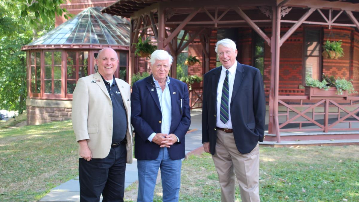 Mark Twain House & Museum Chief Operating Officer Michael L, Campbell, Rep. Larson, and Executive Director Pieter Roos