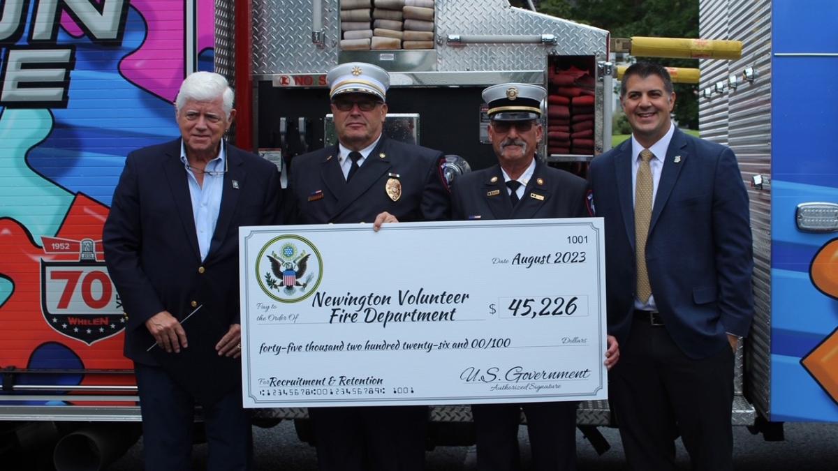 Rep. Larson and State Rep. Gary Turco with the Newington Volunteer Fire Department