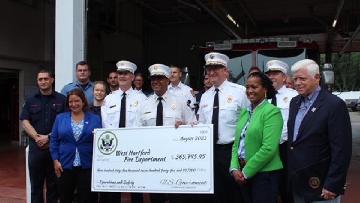 Reps. Larson and Hayes with the West Hartford and New Britain Fire Departments