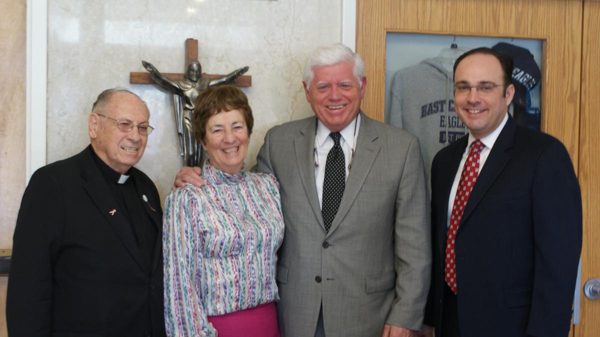 Rep. Larson joins Father Nock, Sister Evans, and Principal Hartling at East Catholic