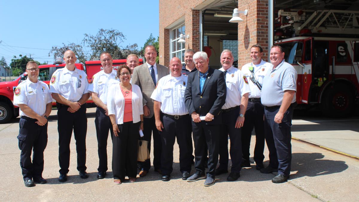 Congressman Larson with Firemen