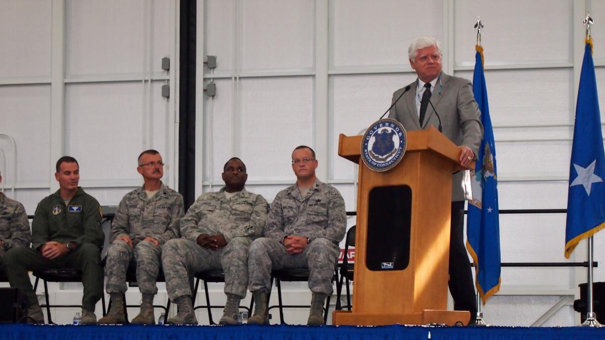 Larson Speaking at C-130H Roll-Out Ceremony