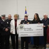 East Granby Selectman Steve Hall, State Representative Tami Zawistowski, Fire Chief Kerry Flaherty, First Selectwoman Eden Wimpfheimer, Rep. Larson, and East Granby Volunteer Firefighters 